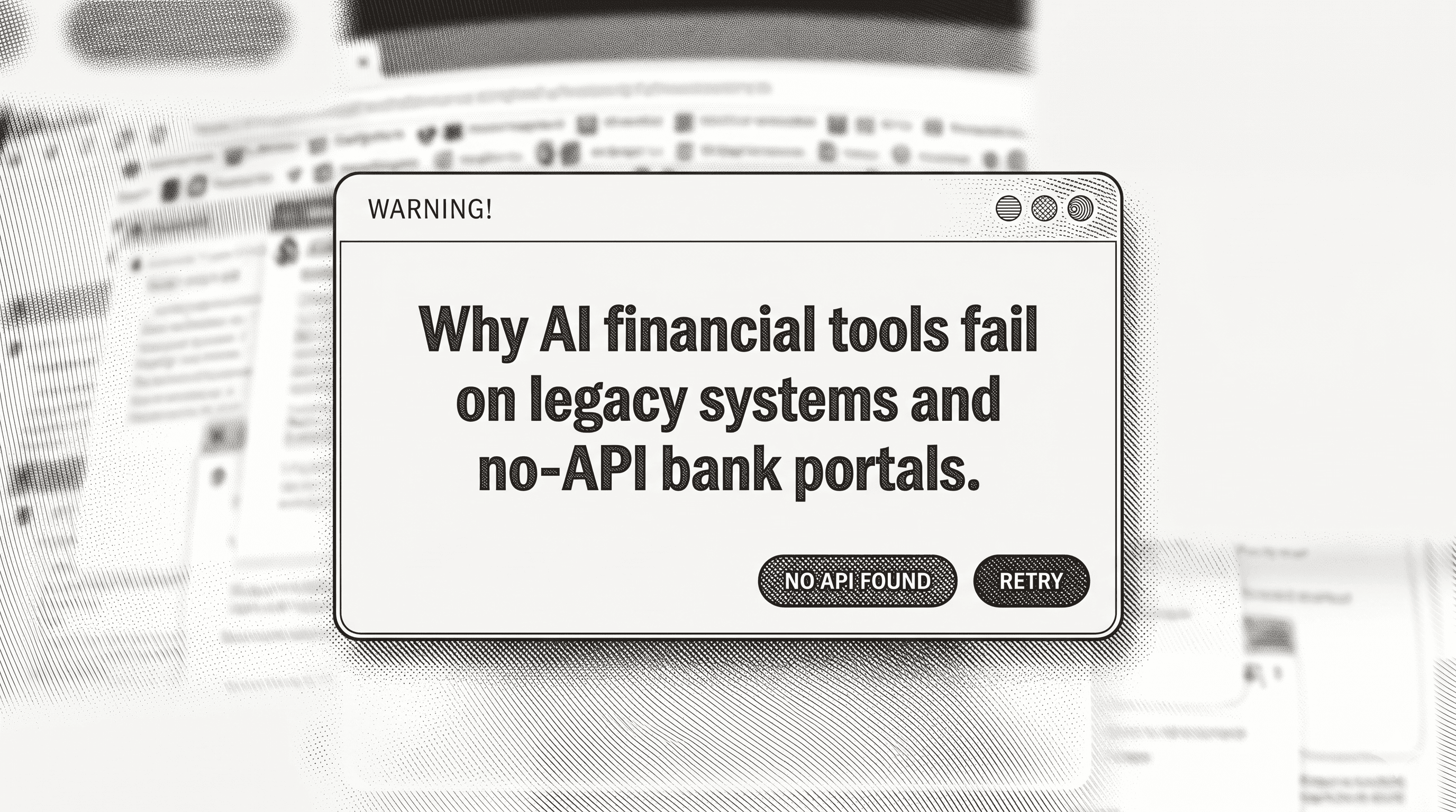 A finance lead connecting an older ERP terminal and a bank portal to a modern dashboard